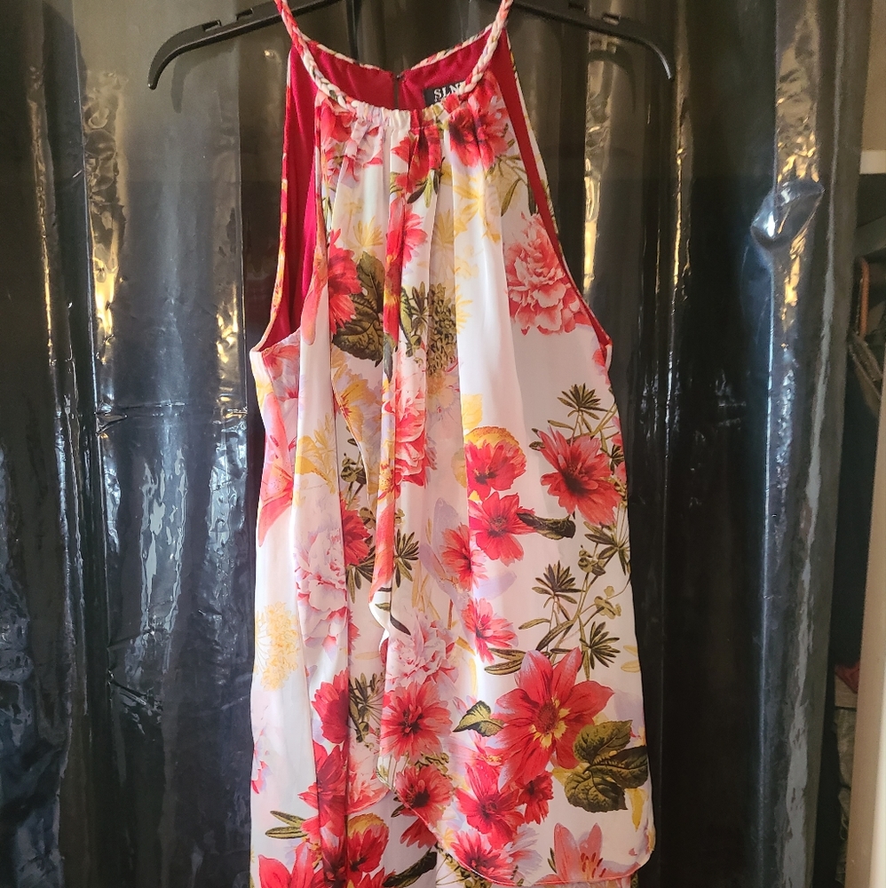 S.L. Fashions Women's Floral Chiffon Halter Dress